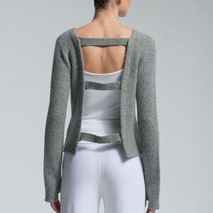NFP Boiled Merino Wool Strap Convertible Cut Out Sweater Caged Back Snap Sweater